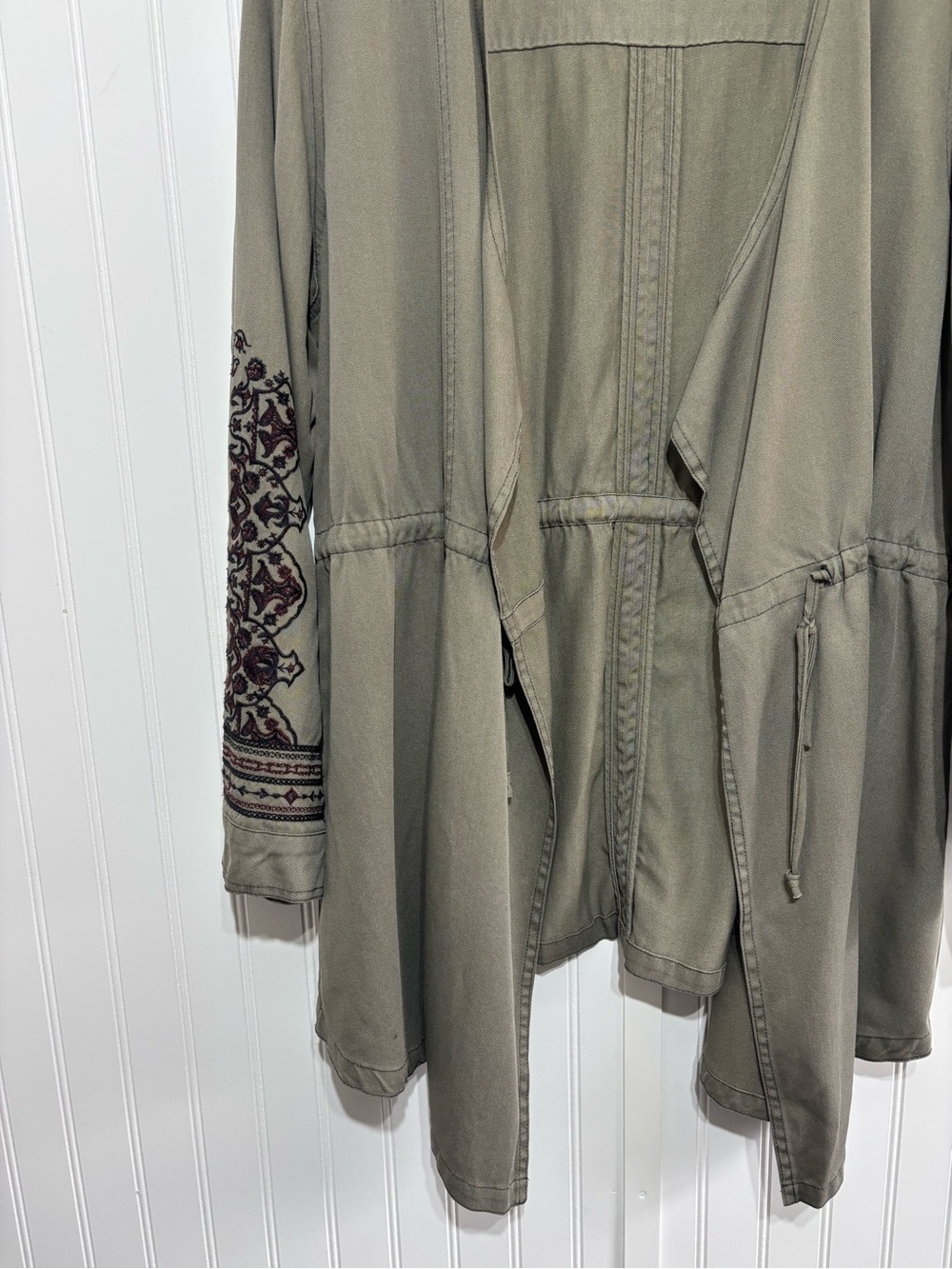 Knox Rose Olive Green Embroidered Jacket Boho Utility Cardigan Size XXL Earthy - Picture 3 of 13
